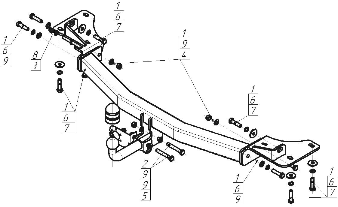 Фаркоп MOTODOR для Ford Explorer 2012 - 2015 арт. 90704-A