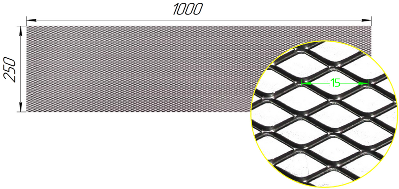 Защитная сетка радиатора MOTODOR для Honda Fit 2014 - 2020 арт. 15BK_100x25