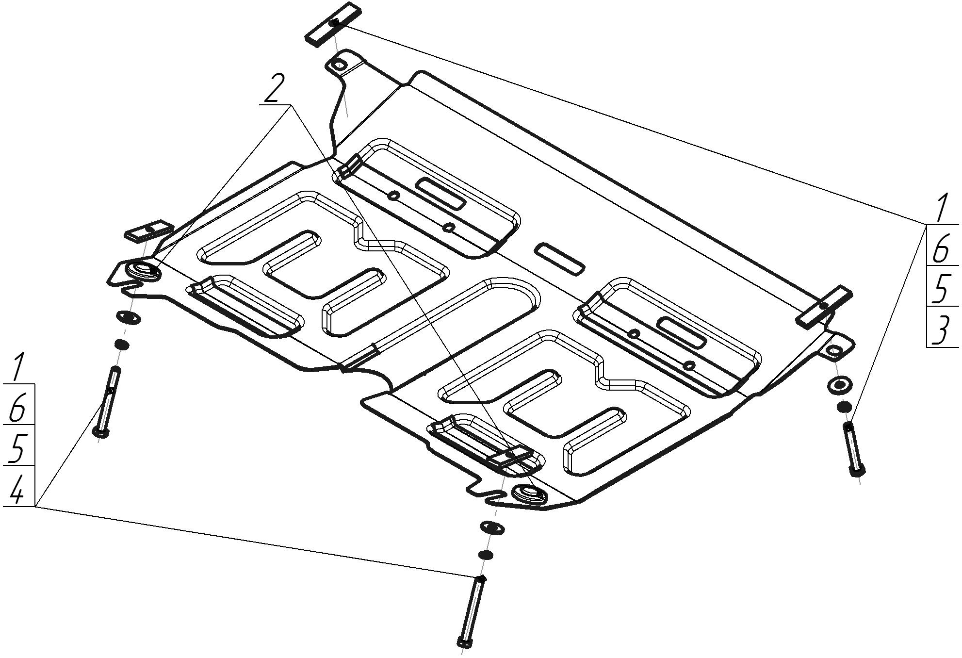 Защита двигателя, Защита коробки переключения передач (кпп) АвтоСтандарт для Toyota Camry 2014 - 2018 арт. 52502